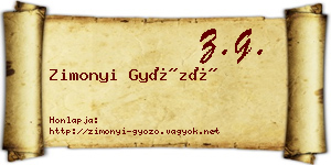 Zimonyi Győző névjegykártya
